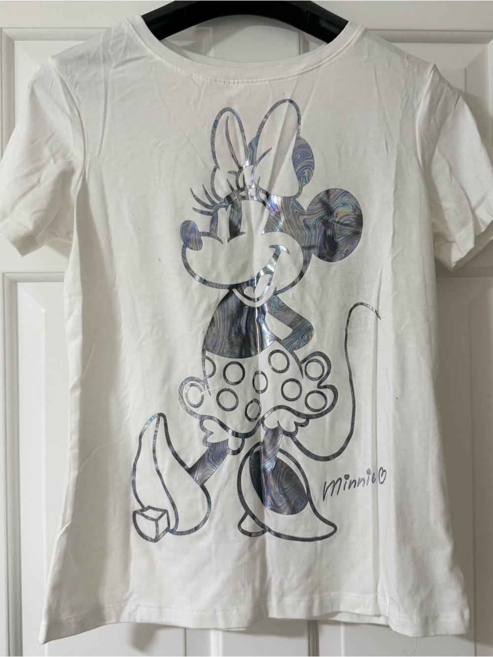 Disney White Short-Sleeve Tee with Iridescent Character Graphic